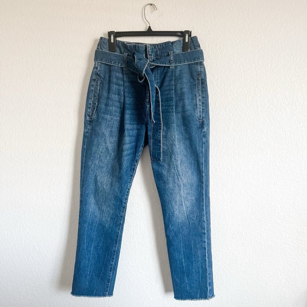DL1961 26 Waist Susie High Rise Tapered Paperbag Jeans Raw Hem